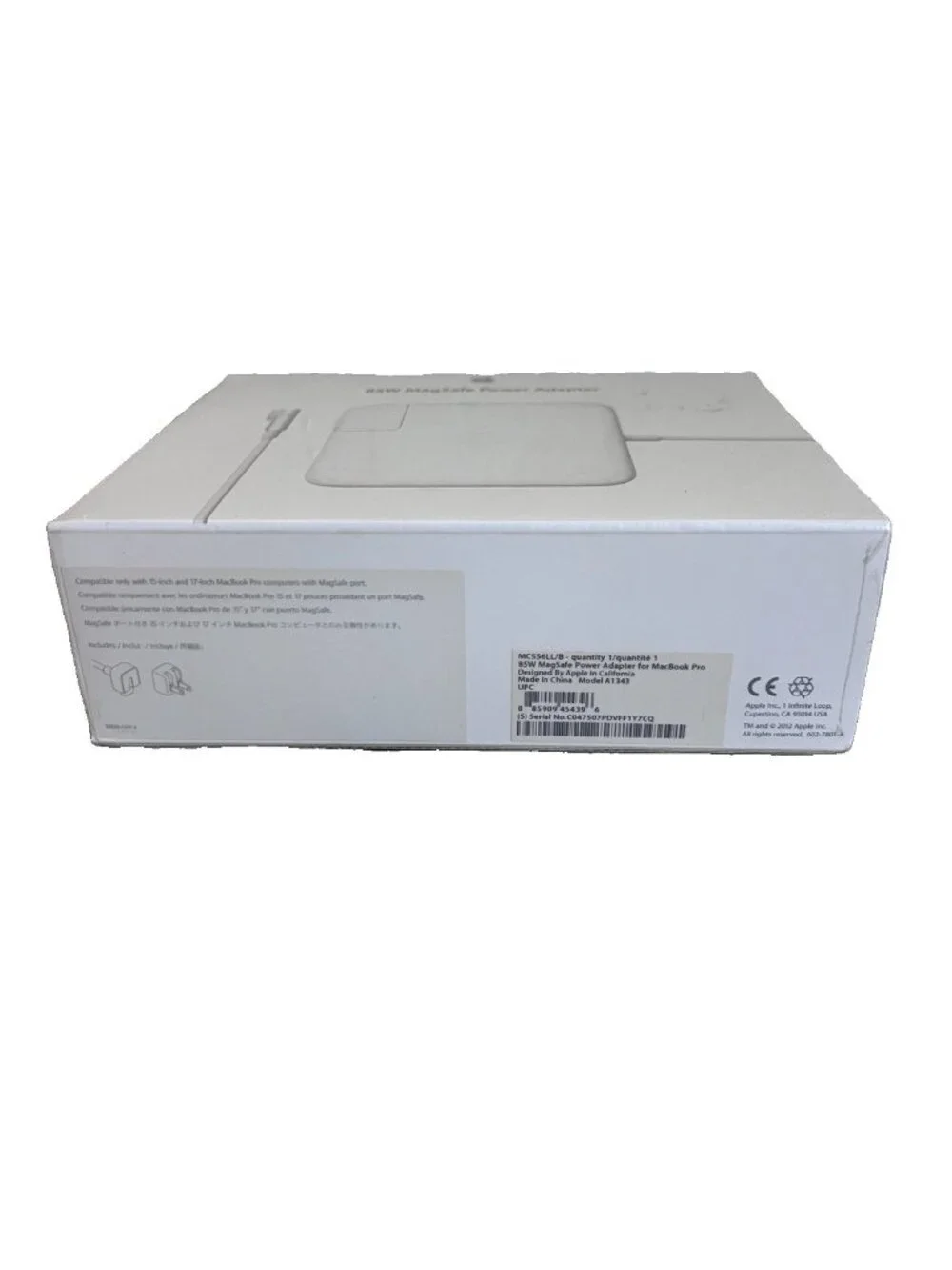 Apple 85W MagSafe 1 Power Adapter MacBook Pro 15 17 A1343 MC556LL/B Sealed
